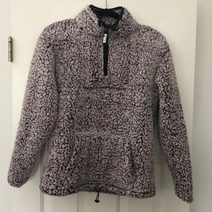VS Pink 1/4 Zip Plum Sherpa Sweatshirt Size XS